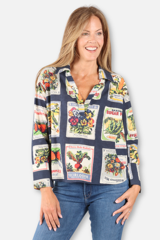 Garden Seed Packet Shirt - Navy