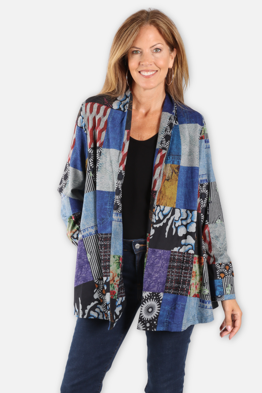 Open Front Cardigan - Patchwork