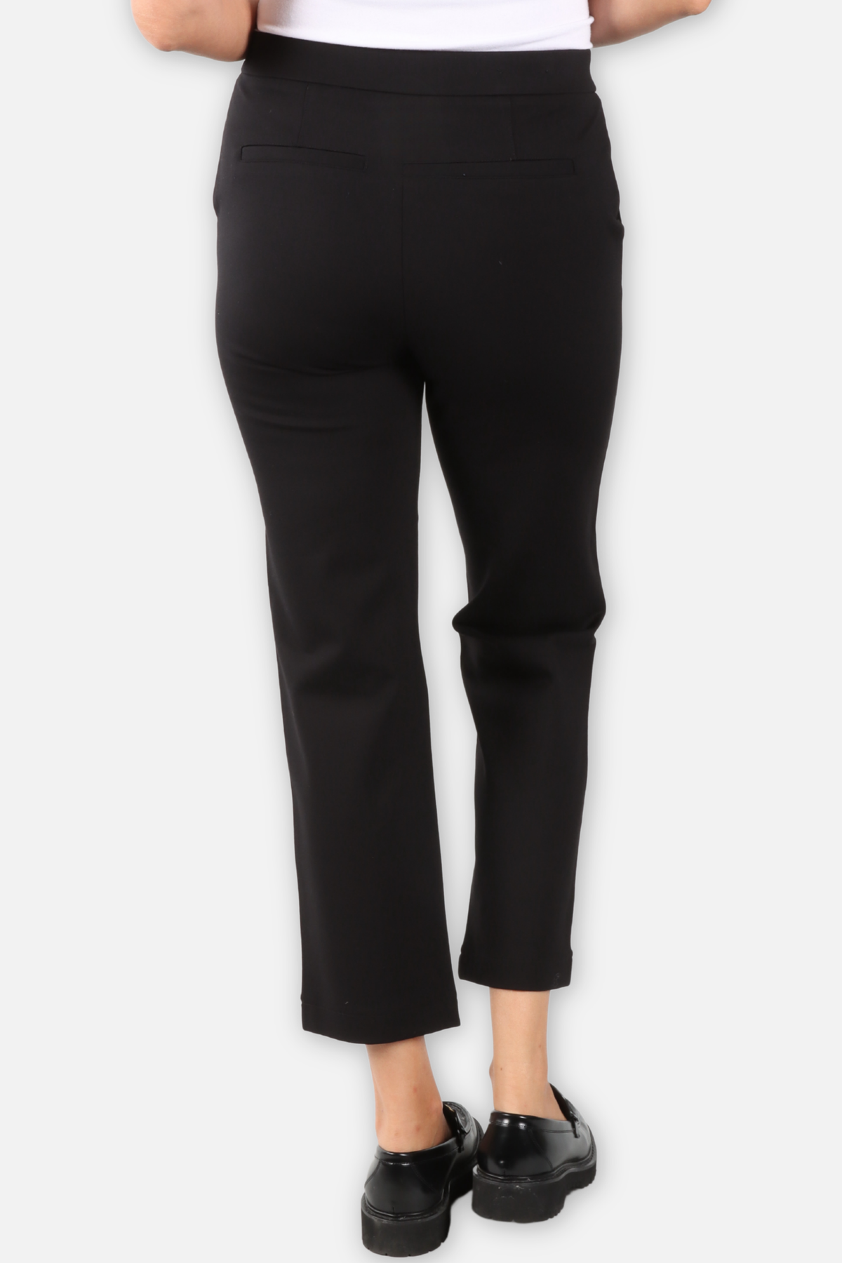 Ponte Pull On Straight Ankle Pant - Black
