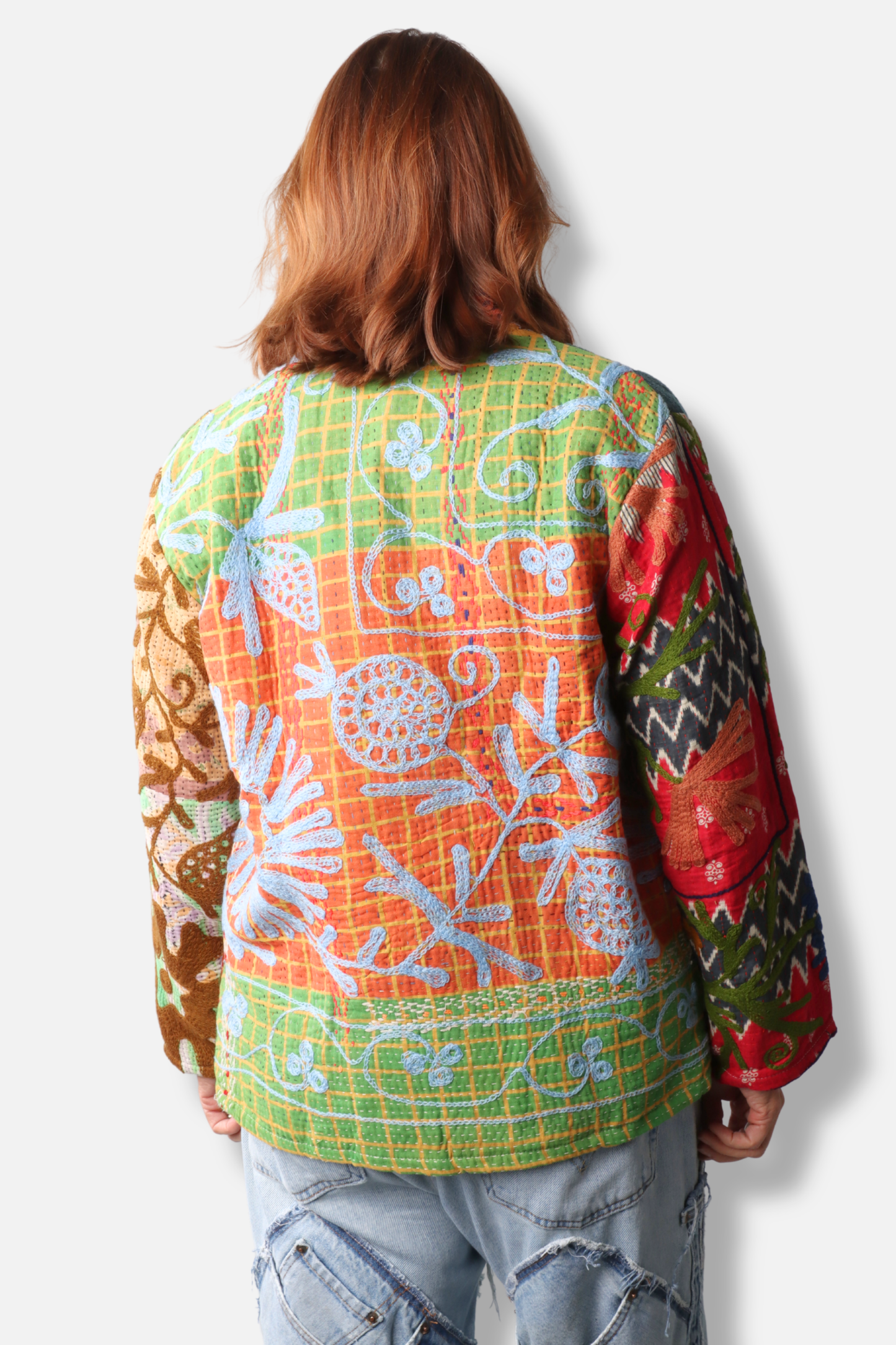 Short Vintage Kantha Jacket - Multi Color
