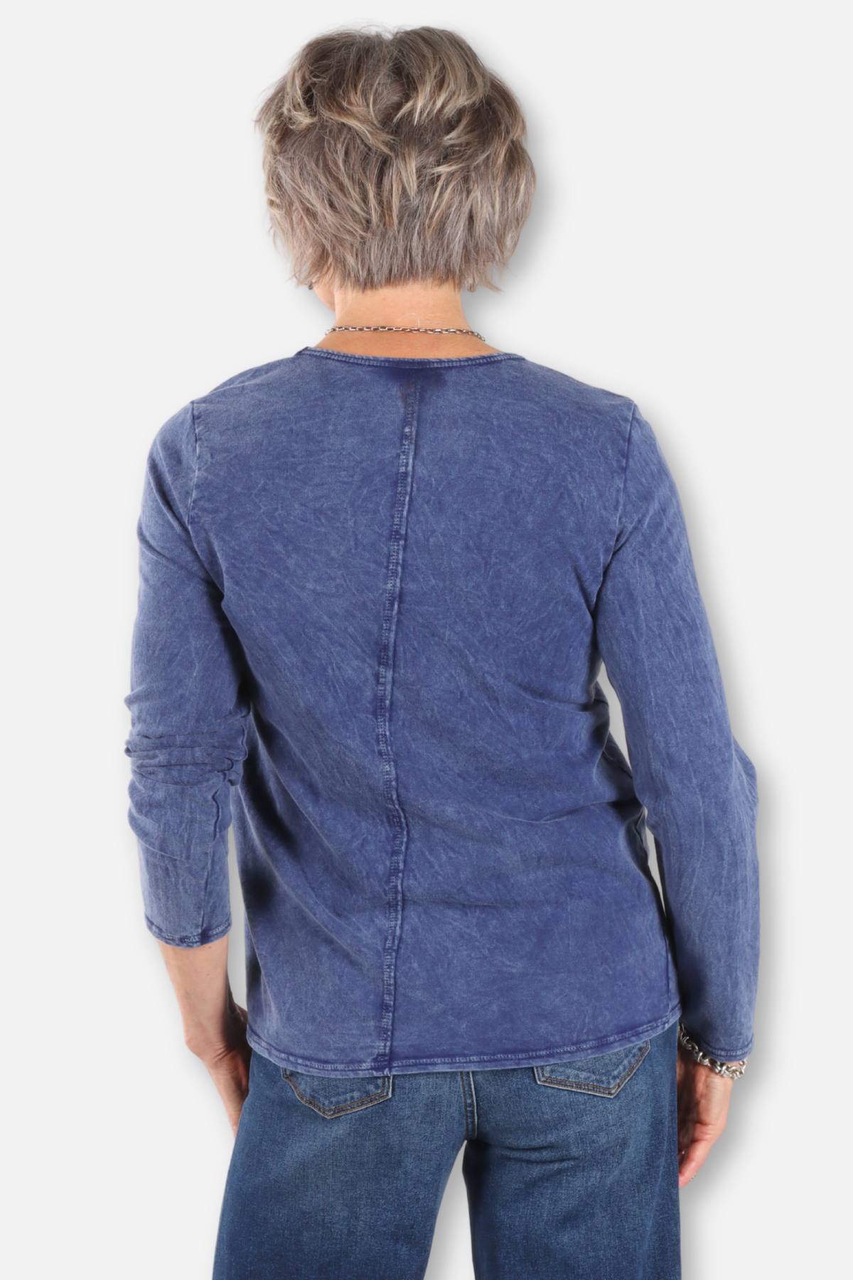 One Pocket Long Sleeve Top Plus - Mineral Washed Indigo
