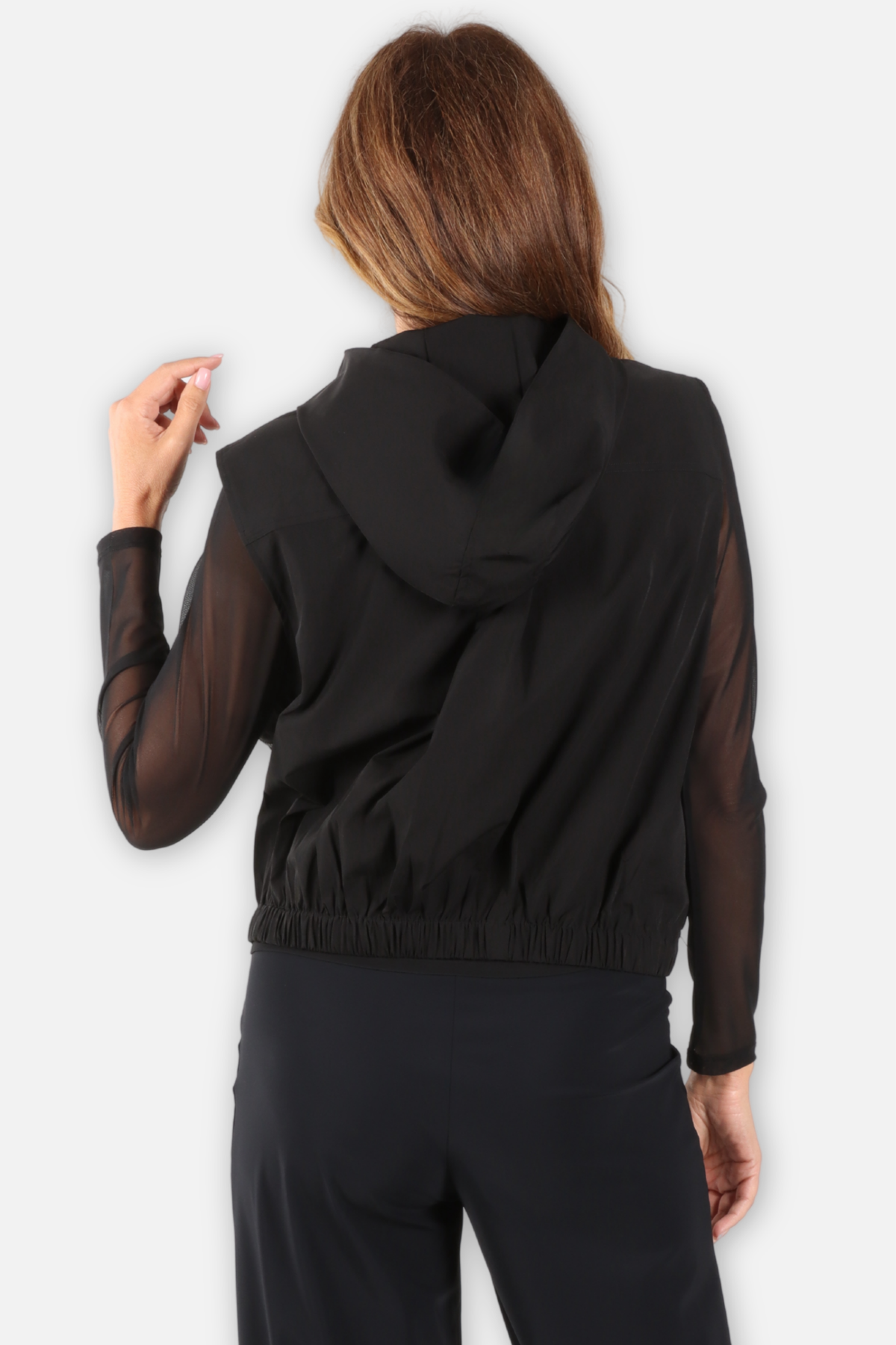 Triple Zip Hooded Vest - Black