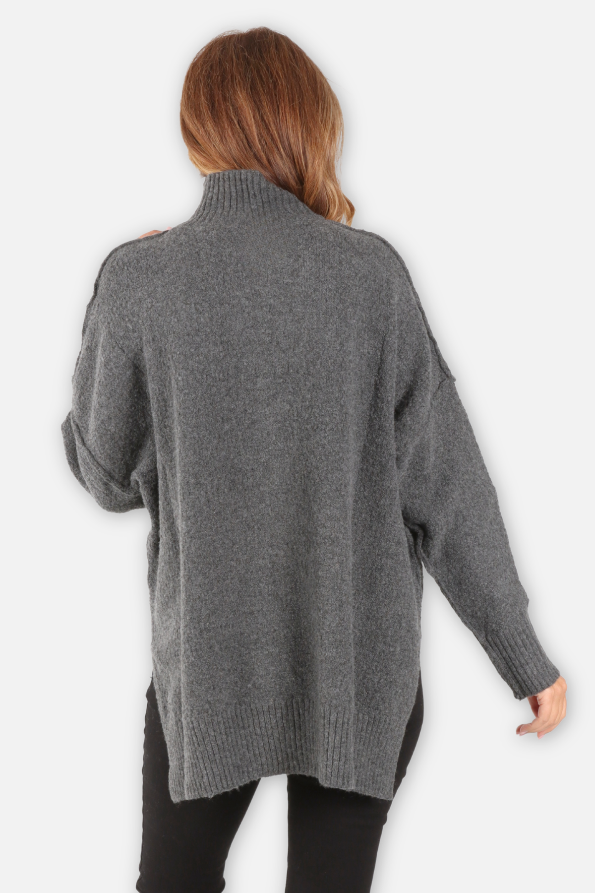 Stitched Path Turtleneck - Grey