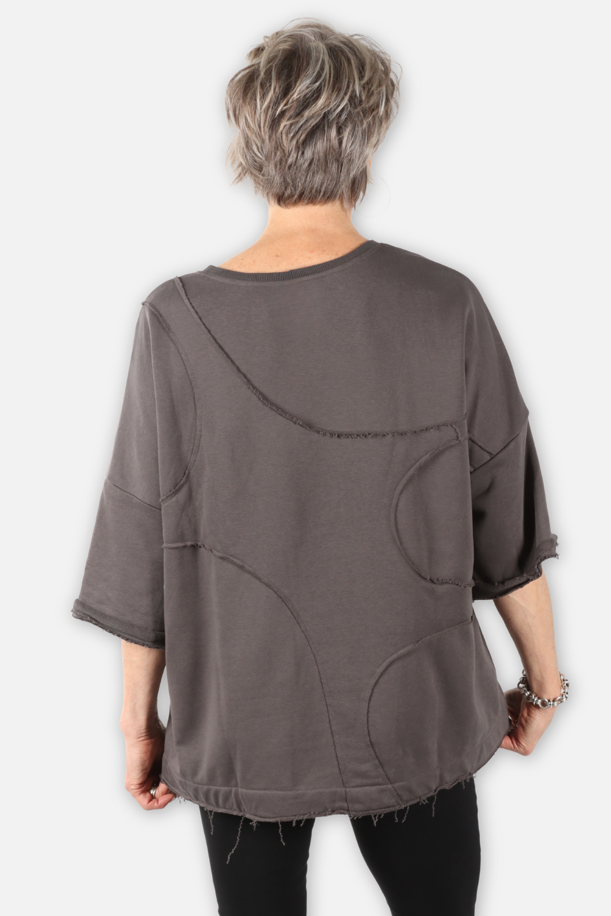 Abstract Stitch Top - Charcoal