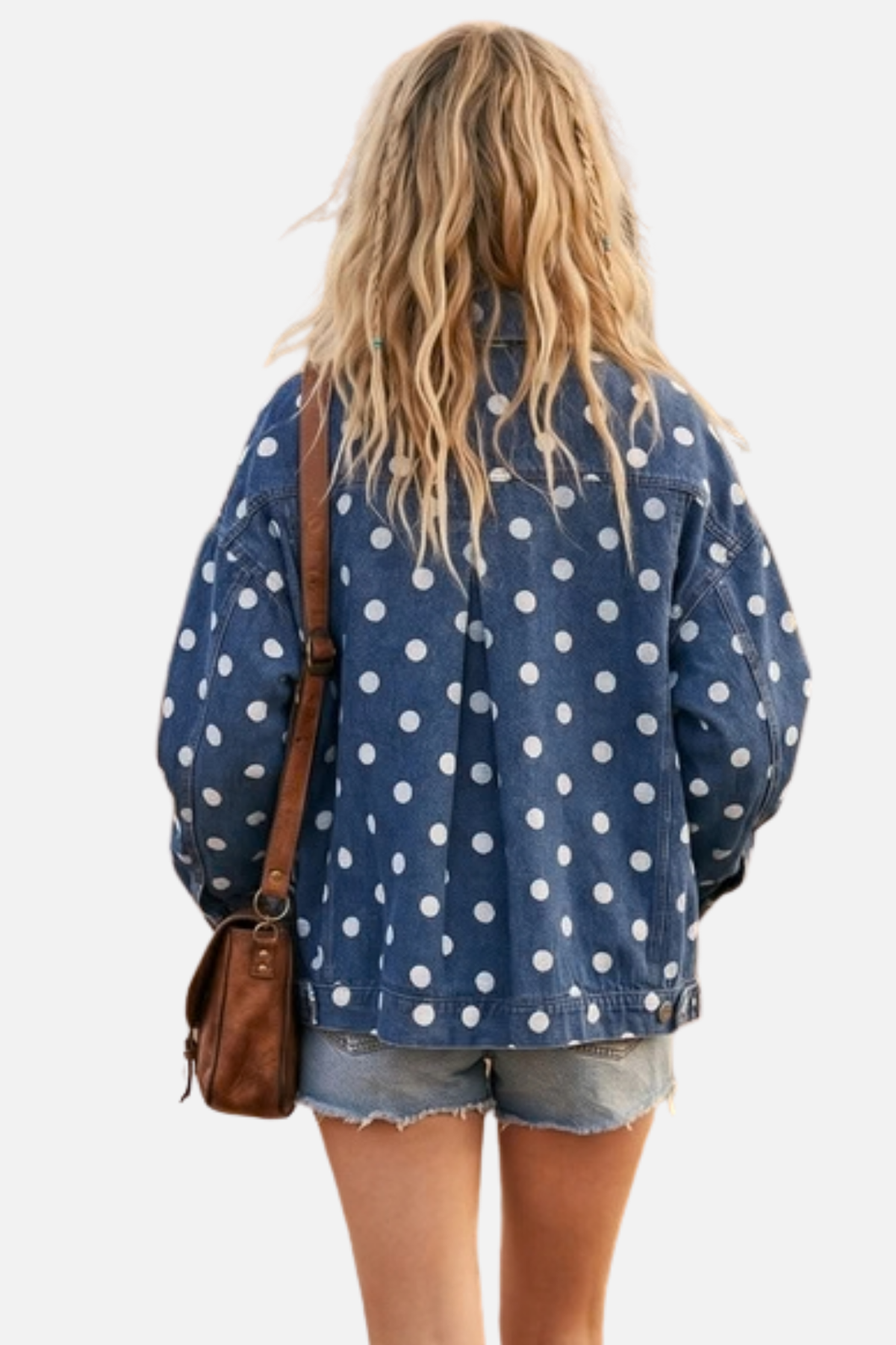 Polka Dot Denim Jacket - Dark Denim