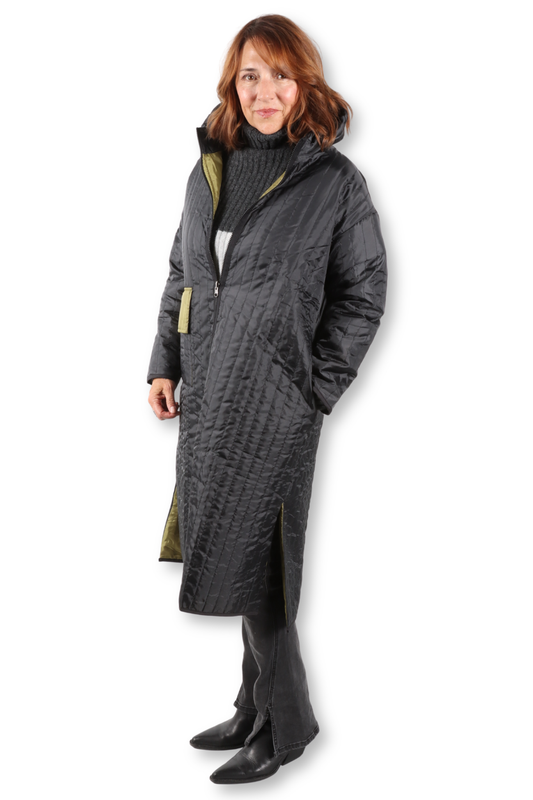 Reversible Quilted Jacket - Midnight Black & Olive