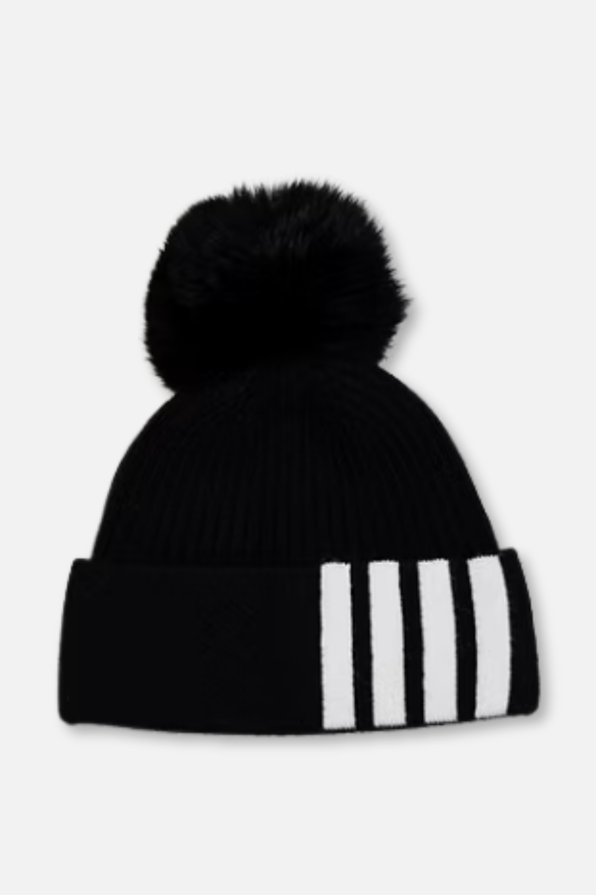Knit Contrast Hat with Pom - Black & White