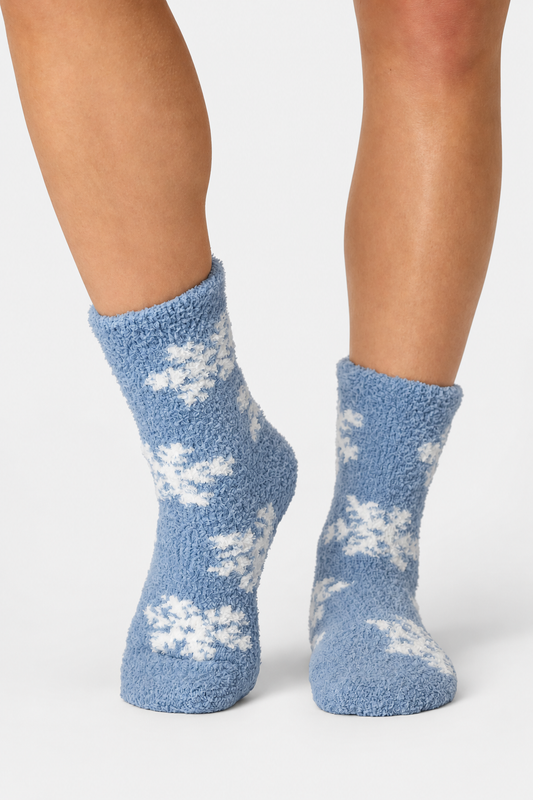 Snowflake Cozy Socks - Blue