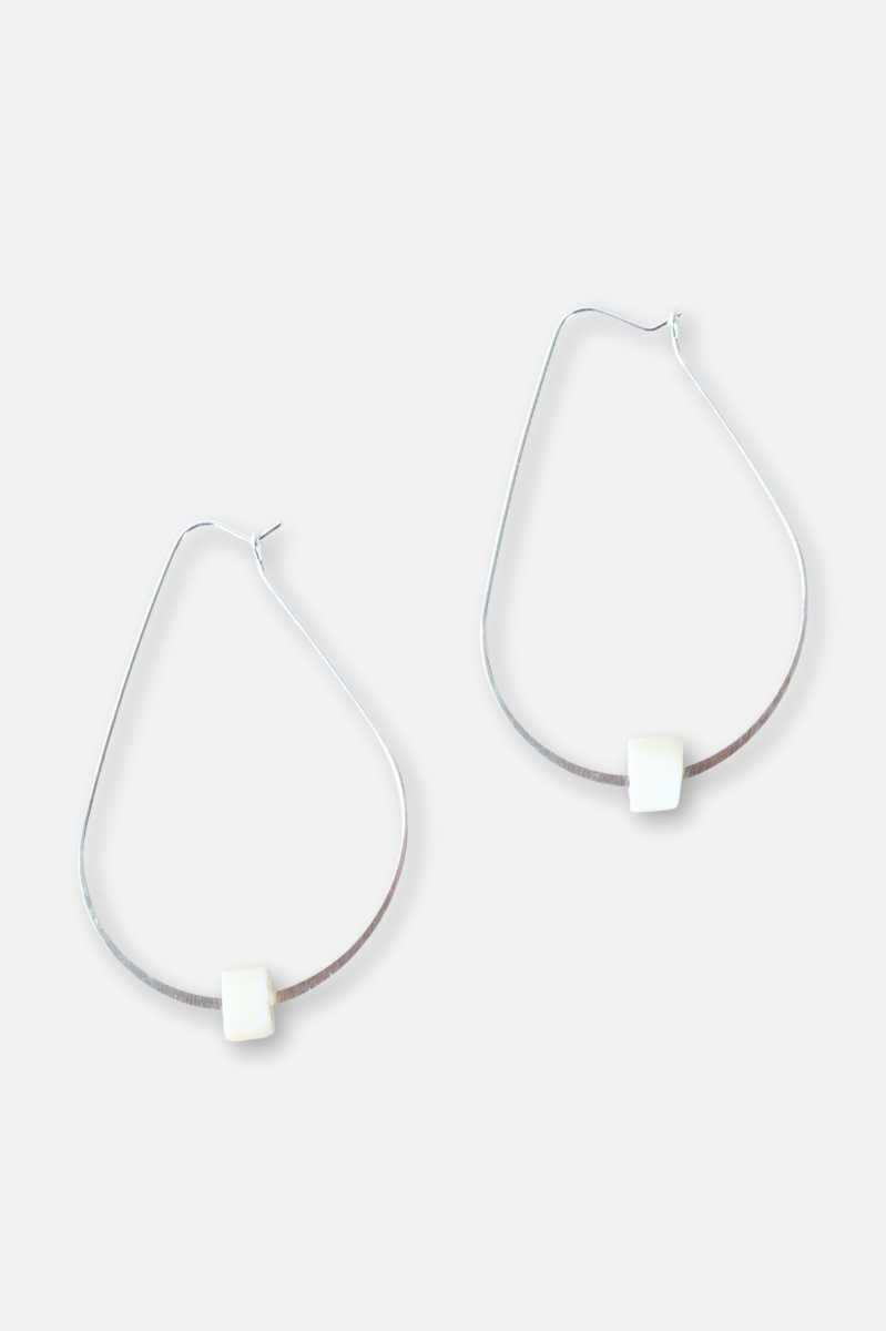 Beaded Hoop Earring - Silver #2