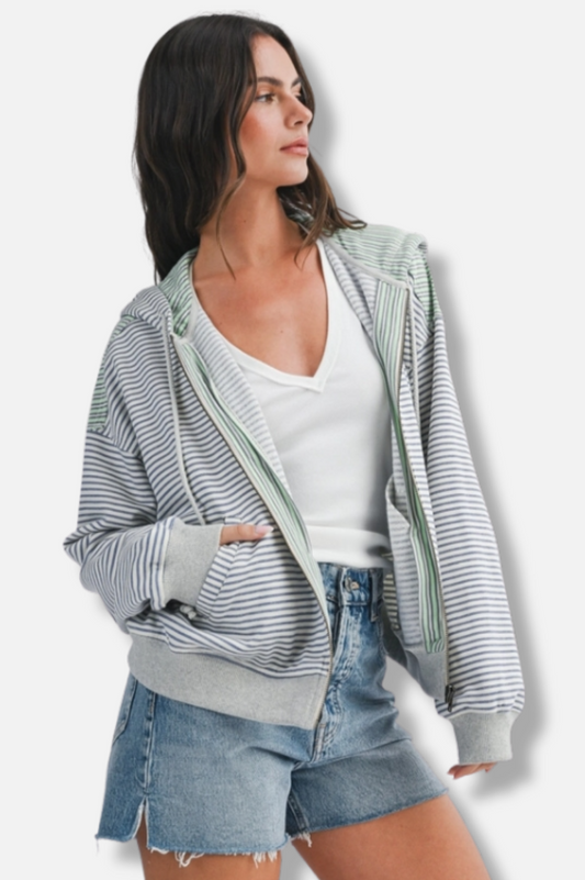 Zip Hoodie - Blue & Green