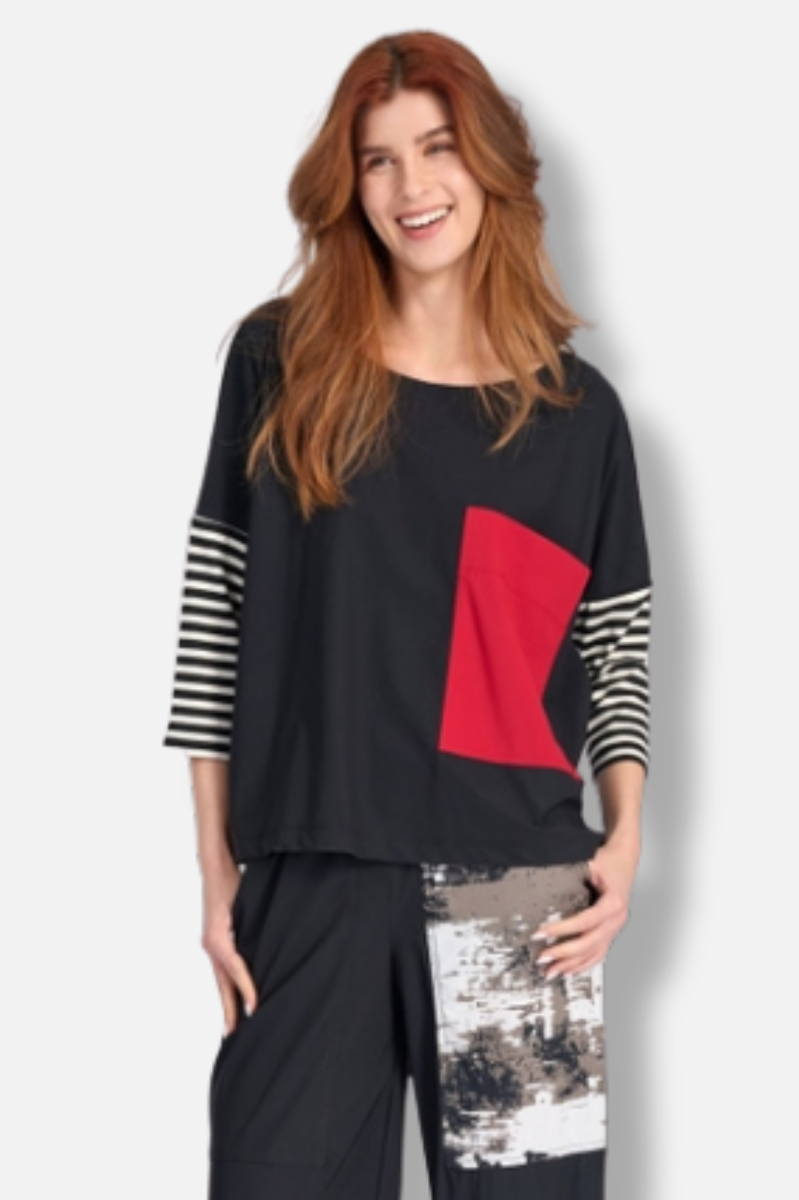 Tekbika Mix Boxy Top - Black Stripes