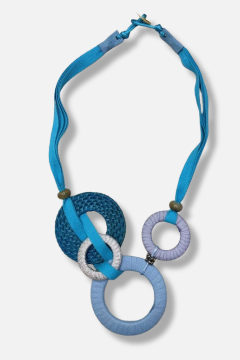 Rings Statement Necklace - Blues