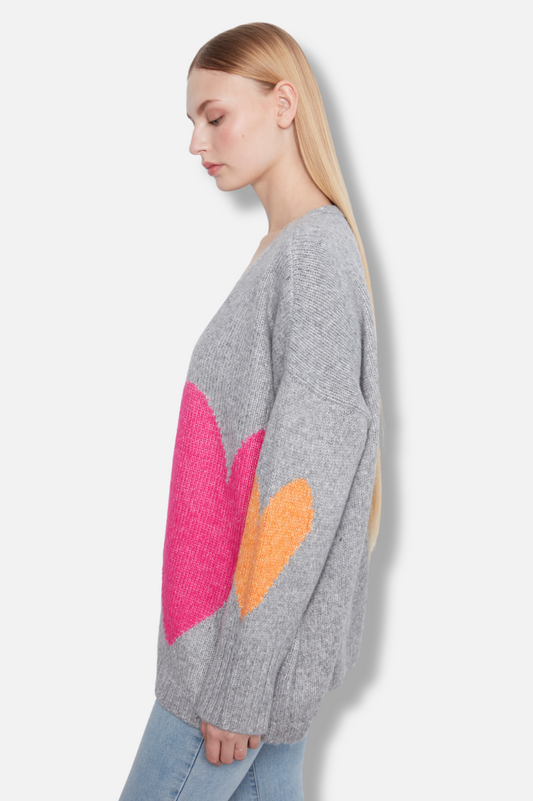 Heart Cardigan - Grey