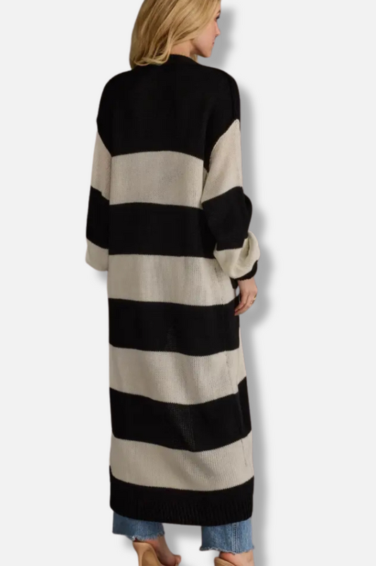 Duster Cardigan - Black and White