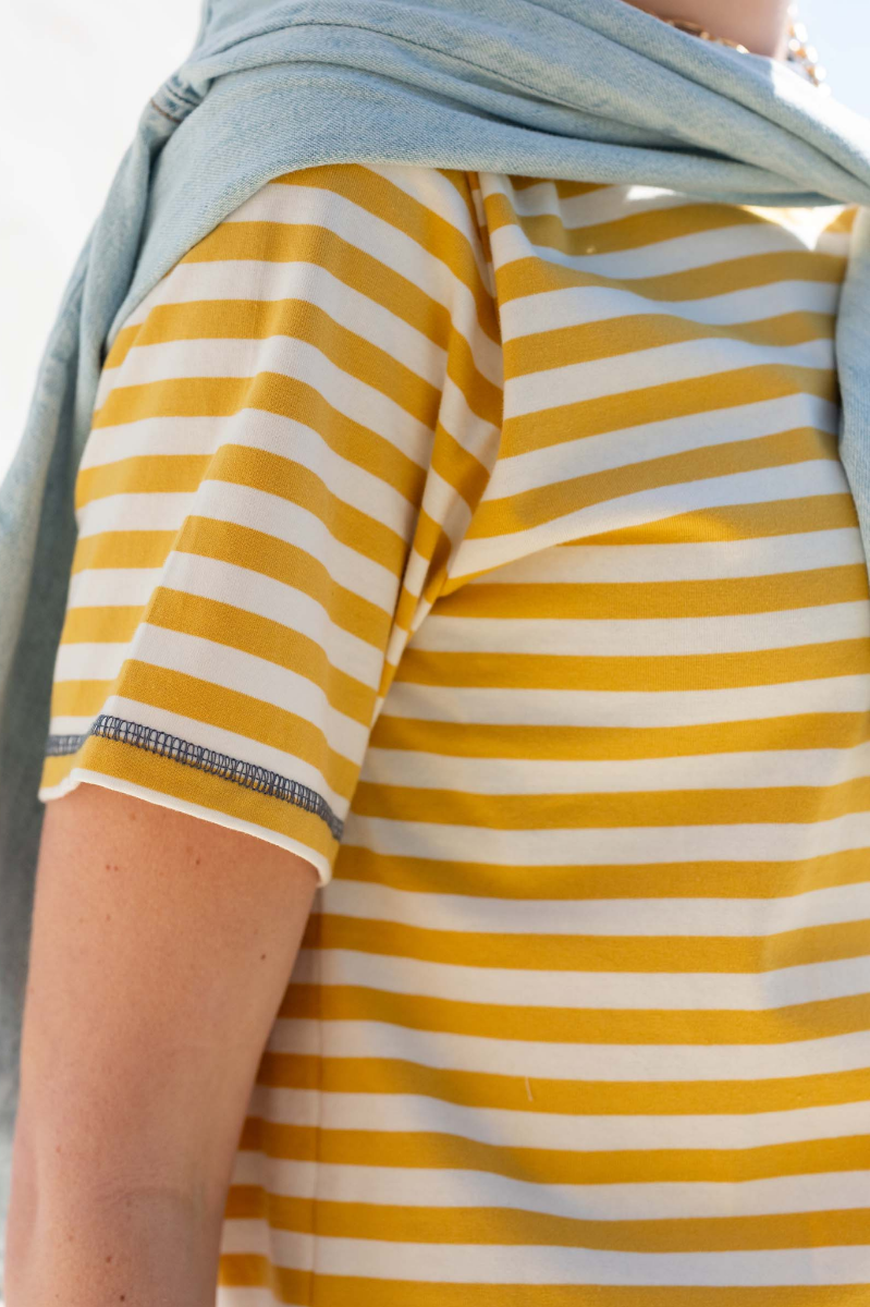 Deauville Ringer Tee - Golden Rod & Indigo