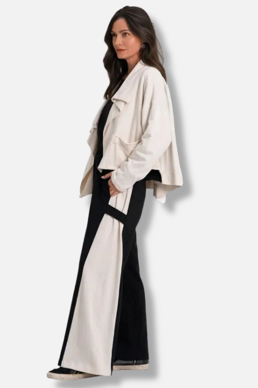 Cropped Asymmetrical Jacket - Stone