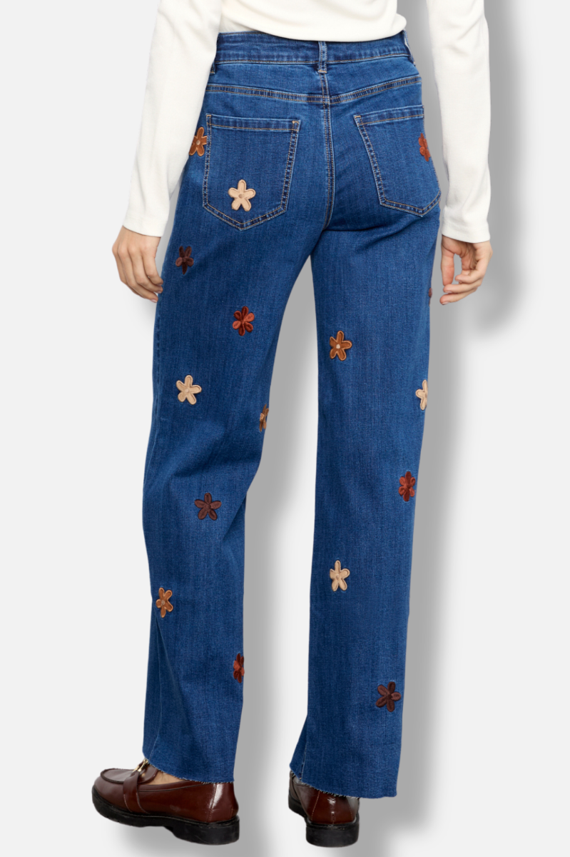 Wide Leg Flower Pant - Denim Indigo