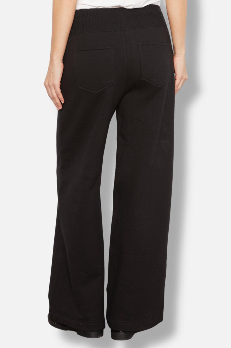 Wide Leg French Terry Pant - Black