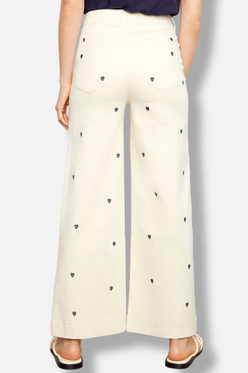 Embroidered Patch Pocket Pant - Natural