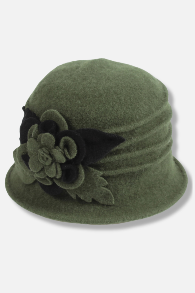 Camellia Wool Cloche Hat - Olive