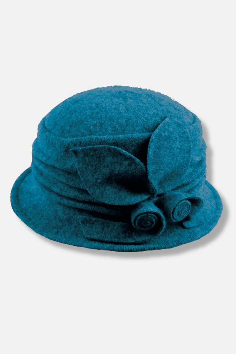 Twisted Rose Cloche Hat - Teal