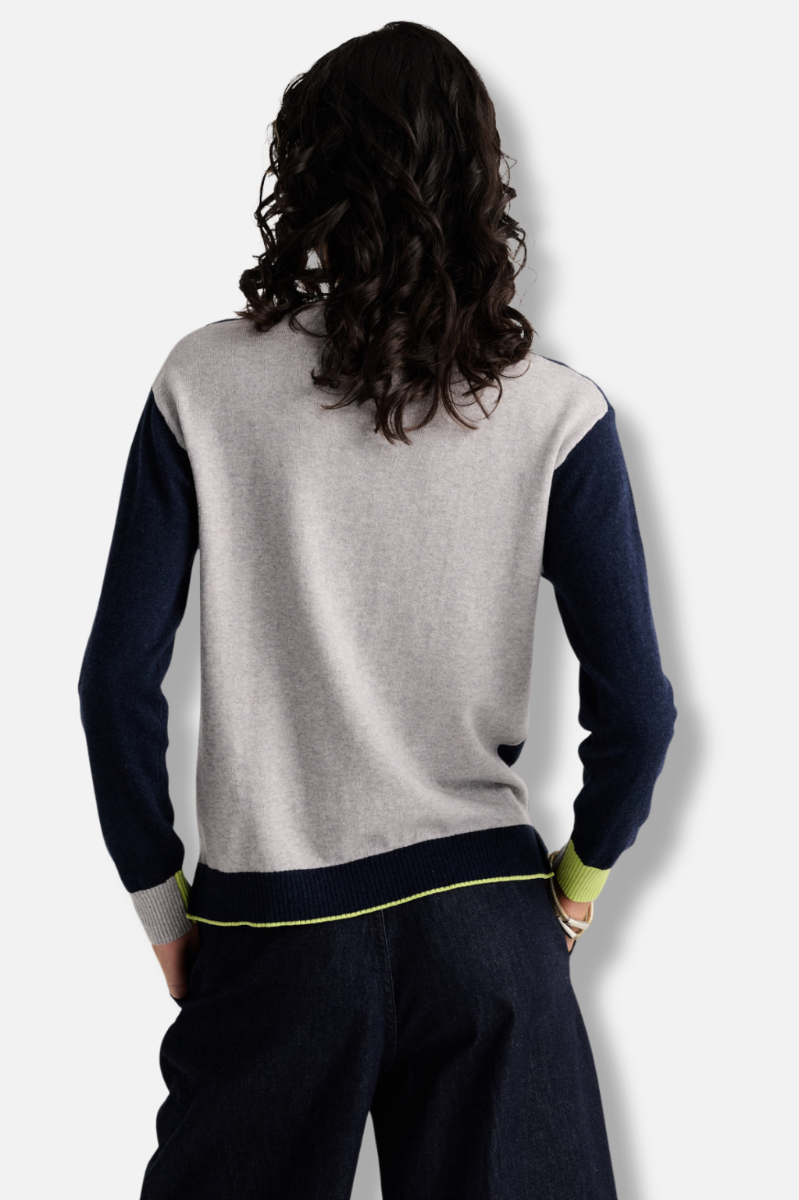 Threaded With Love V-Neck Sweater - Dark Denim