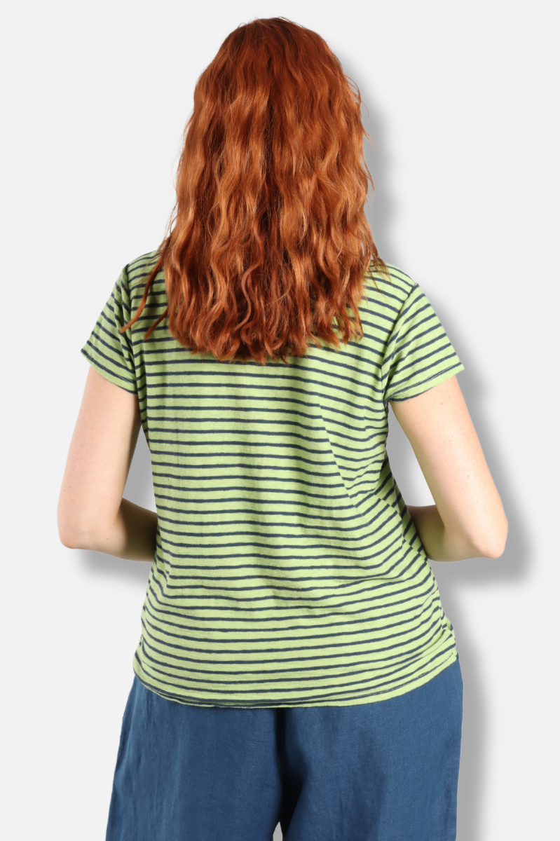 Easy Pocket Tee - Verde Stripe