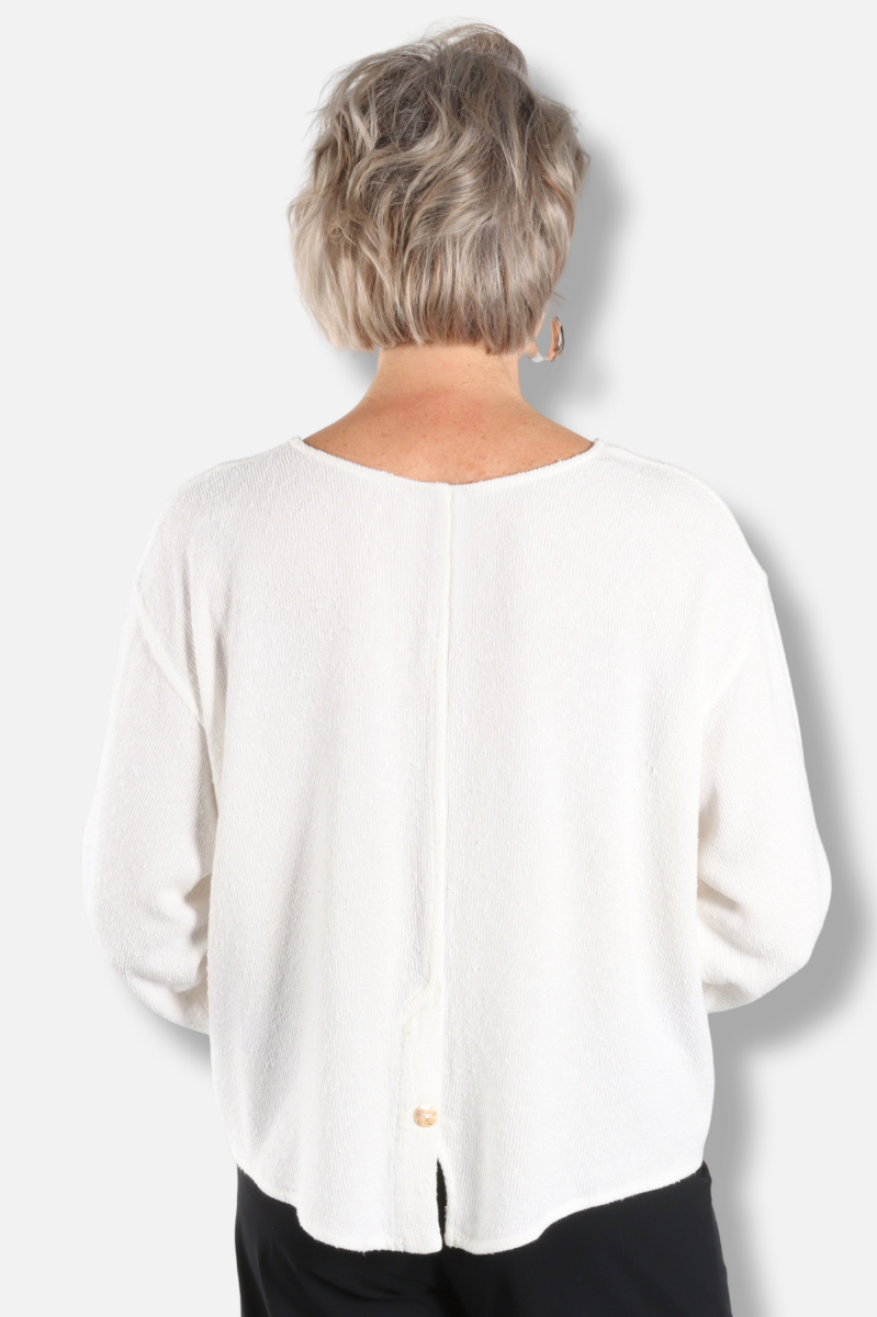 Button Accent Top - White
