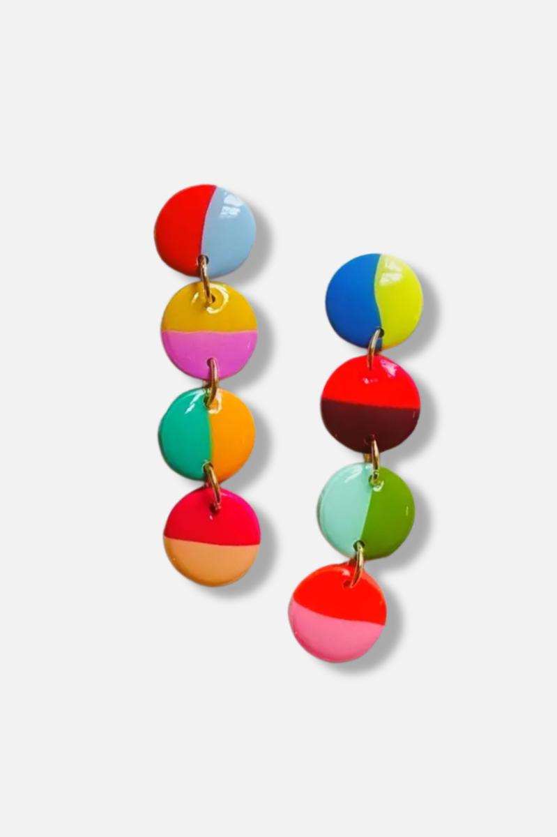 Small Circle Color Blocks Earrings