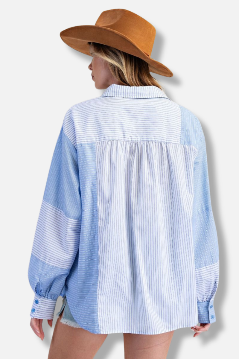 Stripe Button Down Shirt - Blue