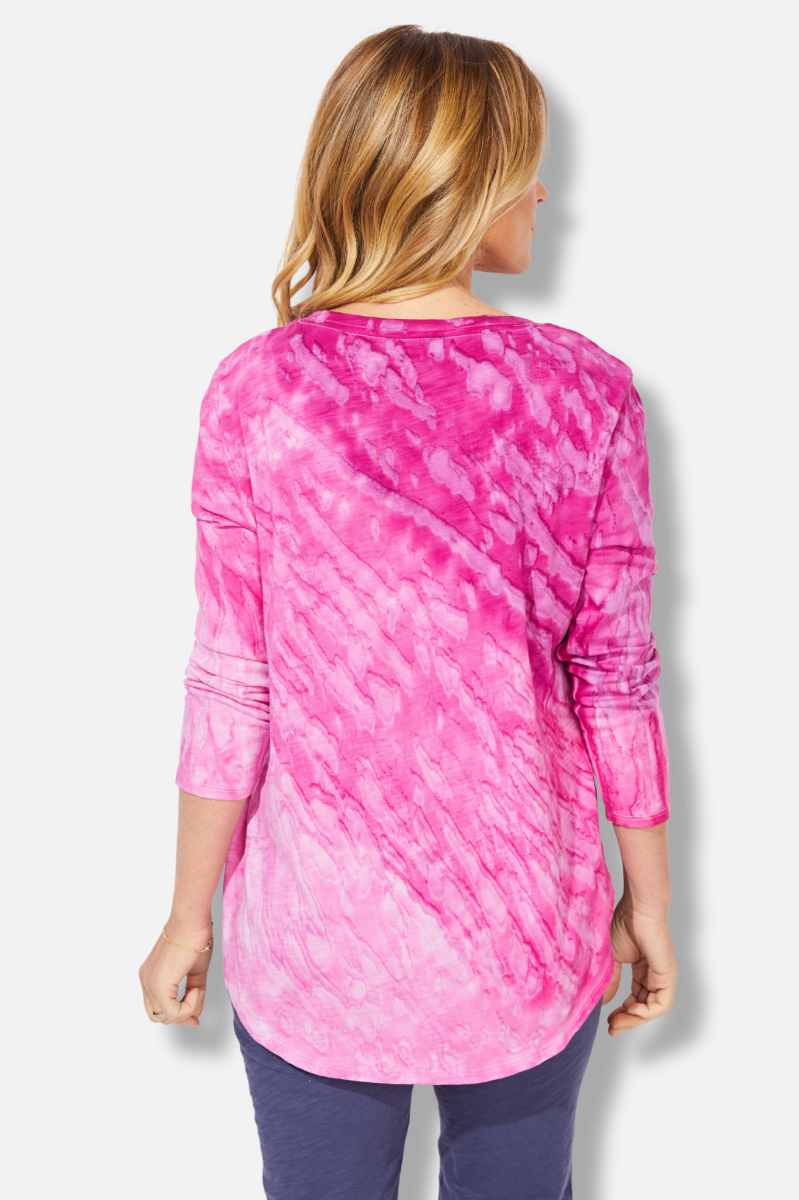 High Lo Tee - Fuchsia Mystic Dyed