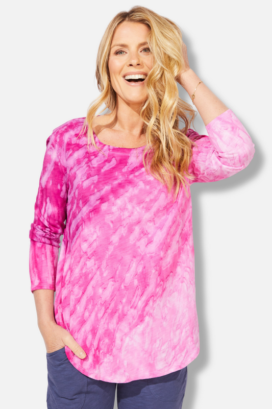 High Lo Tee - Fuchsia Mystic Dyed