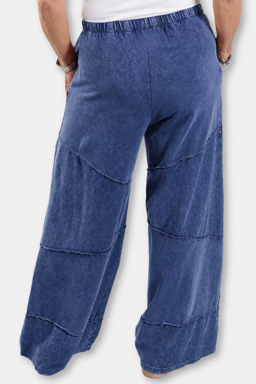 Wide Leg Cut Block Pant Plus - Indigo