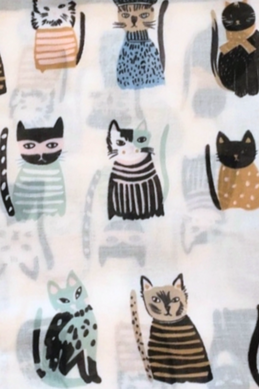 Playful Cat Scarf - Black