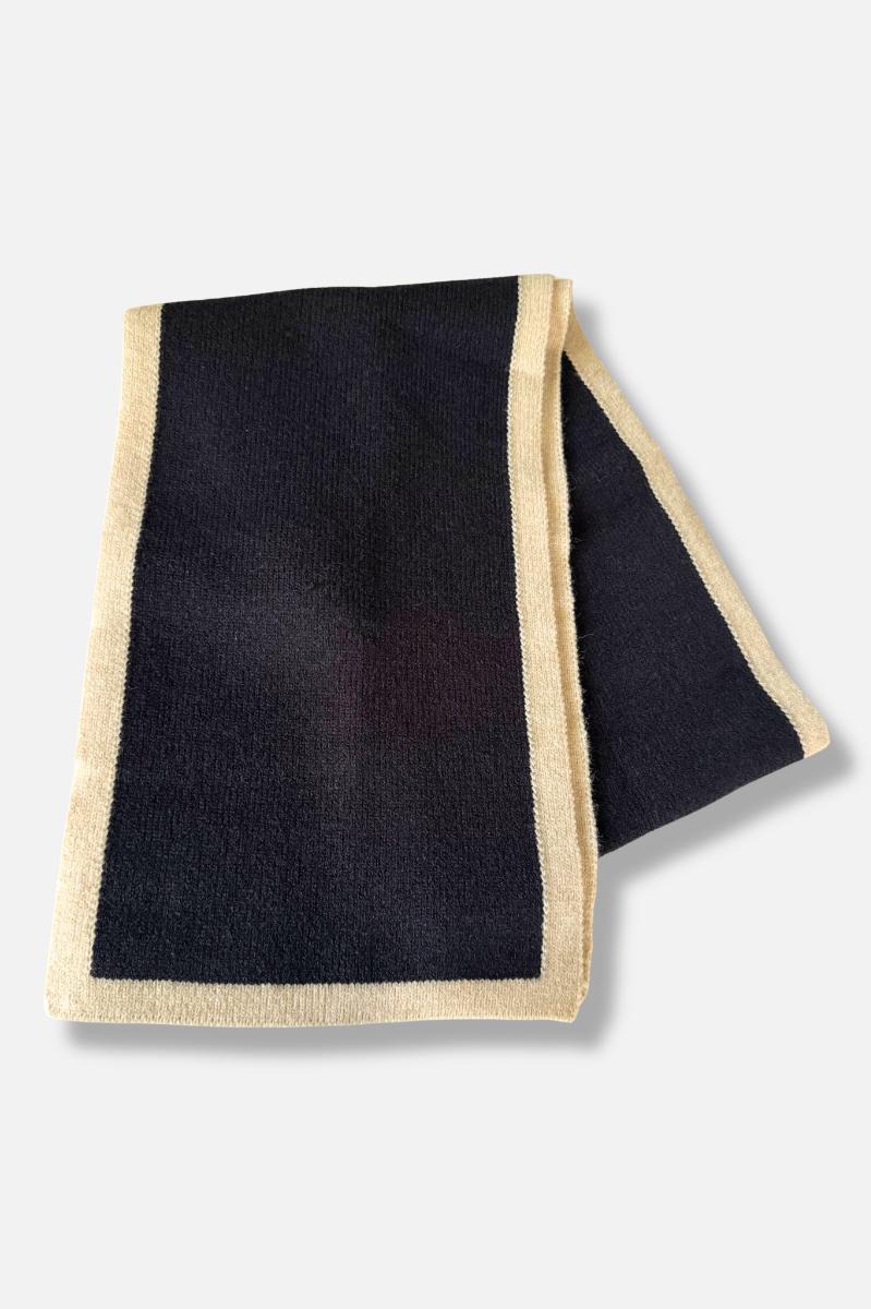 Contrast Knit Scarf - Black