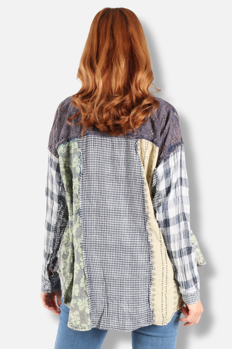 Patchwork Top - Navy