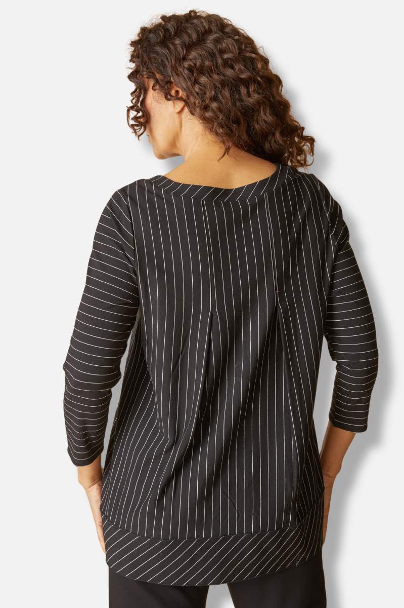 Pleat Back Tunic - Black Stripe
