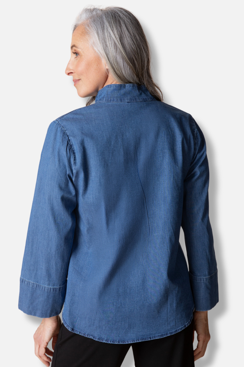 Half Placket Pullover - Medium Denim