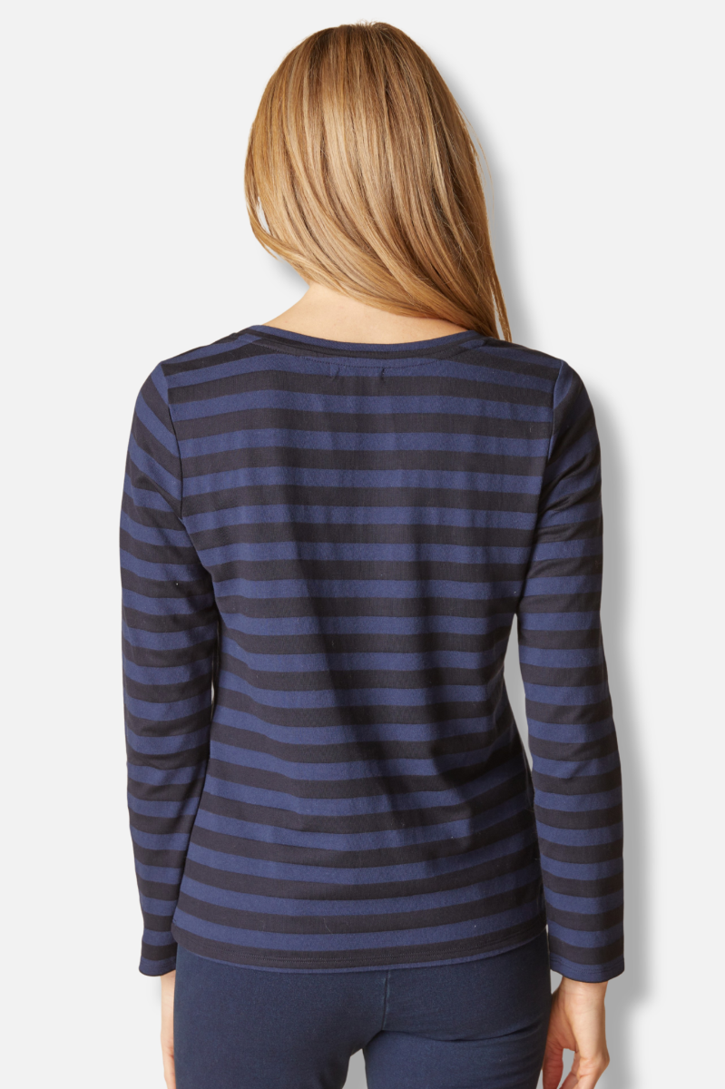 Long Sleeve Tee - Navy Shadow Stripe