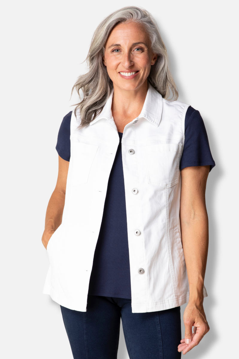 Denim Vest - White