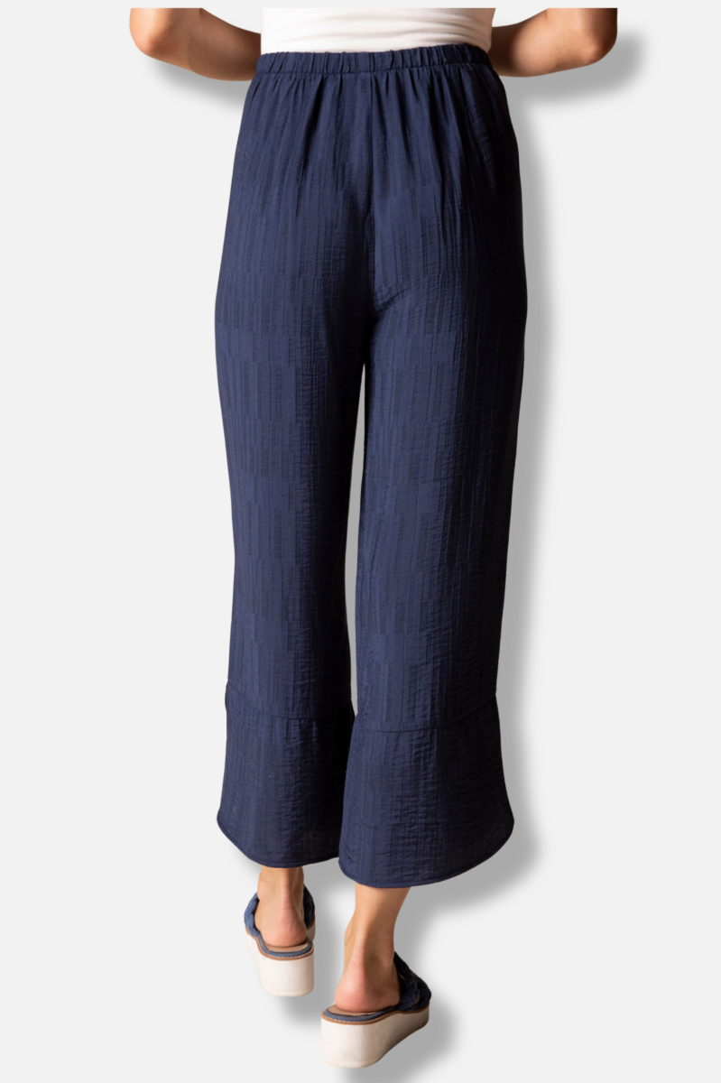 Wide Leg Crop - Navy Jacquard