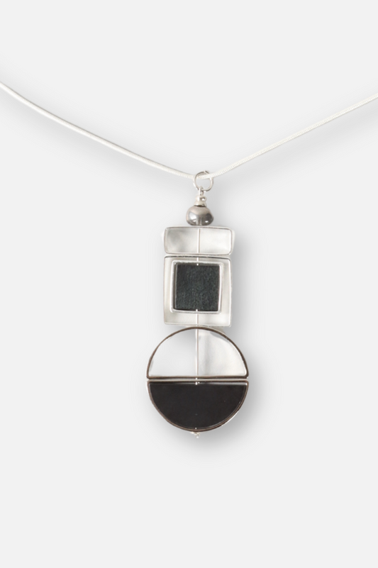 Lunar Launch Necklace - Black & Silver