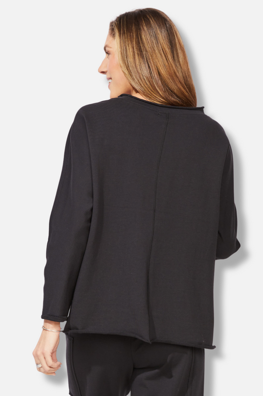 Relaxed Roll Neck Pullover - Black