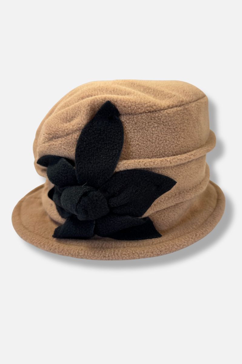 Two-Toned Petaled Polar Fleece Hat - Taupe