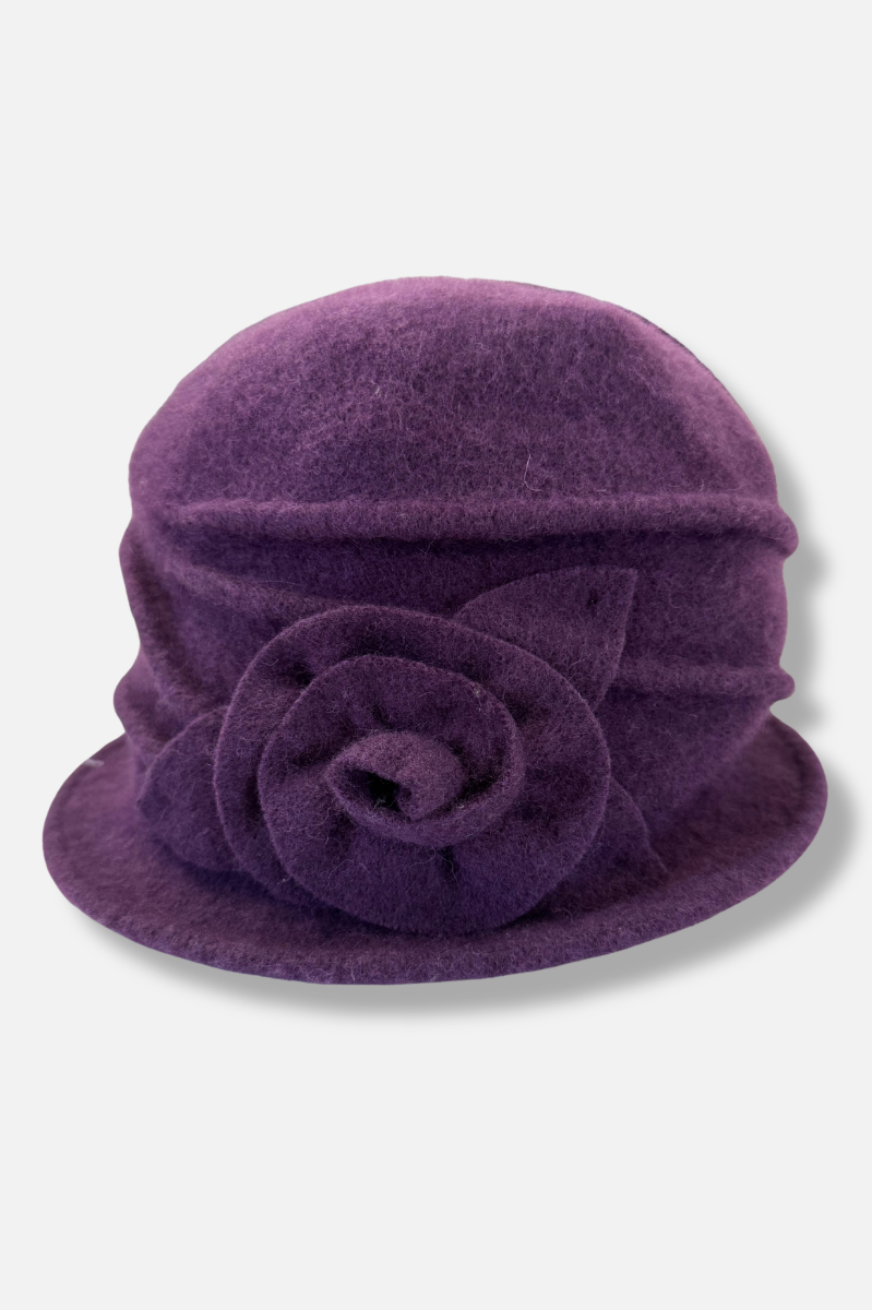 Soft Bloom Wool Cloche Cap - Purple