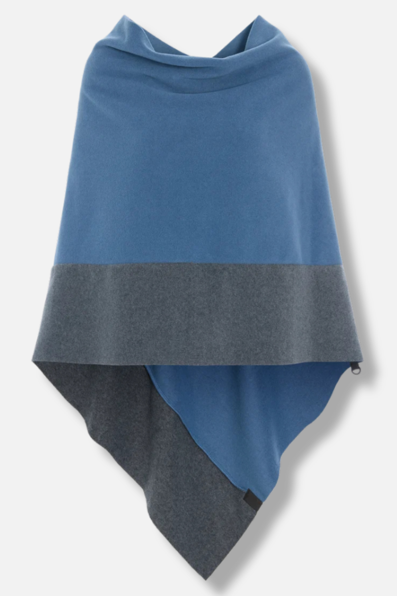 2 Colored Poncho - Dusty Blue & Grey