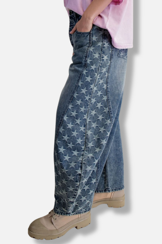 Star Barrel Jean - Washed Denim