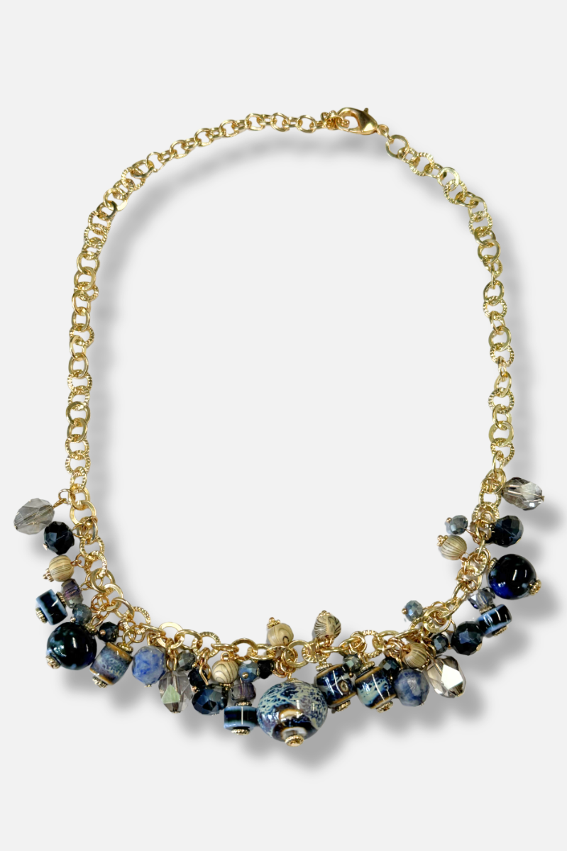 Marisol Beaded Charm Necklace - Blue