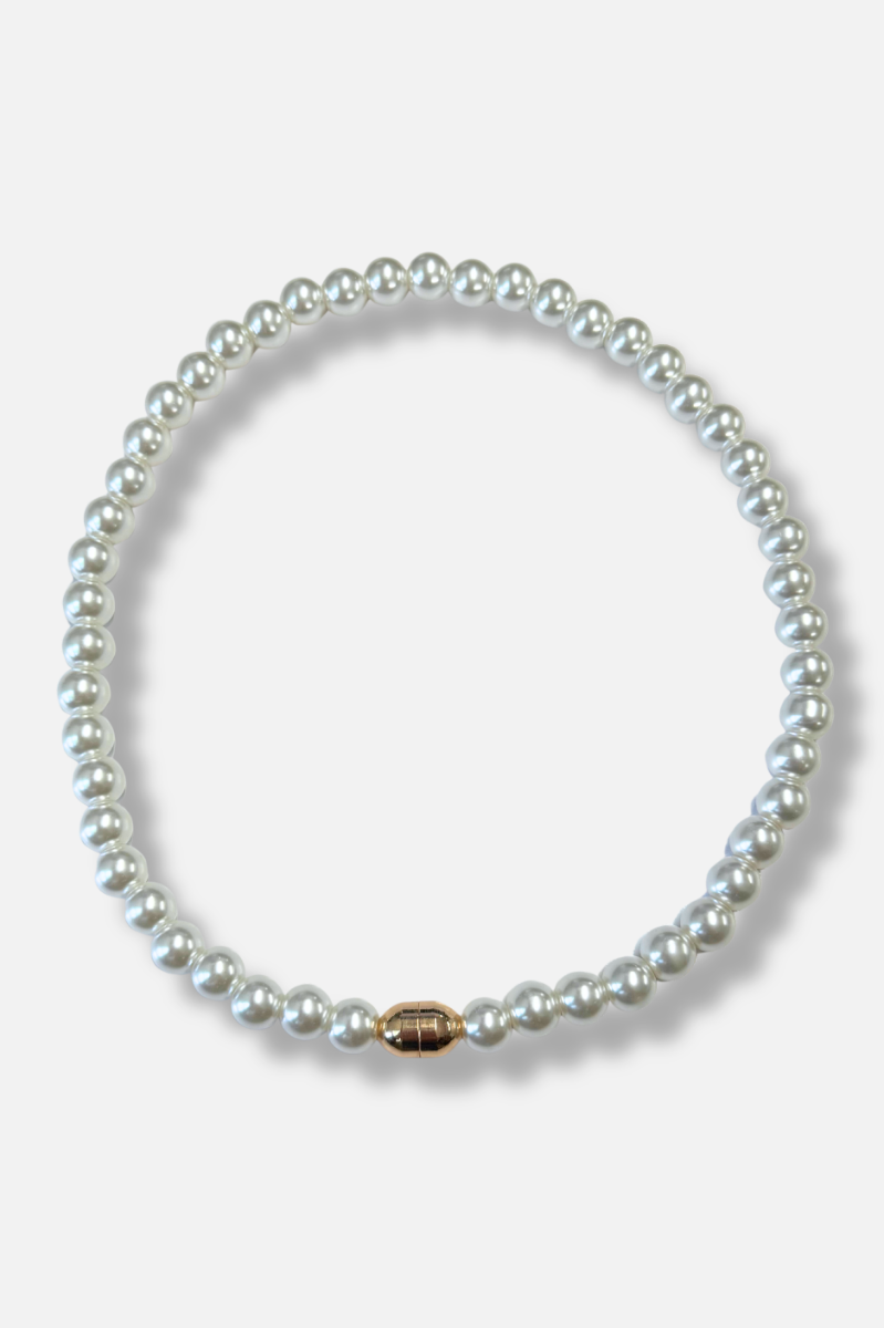 Vivienne Pearl Scarf Necklace - Brown & Dots