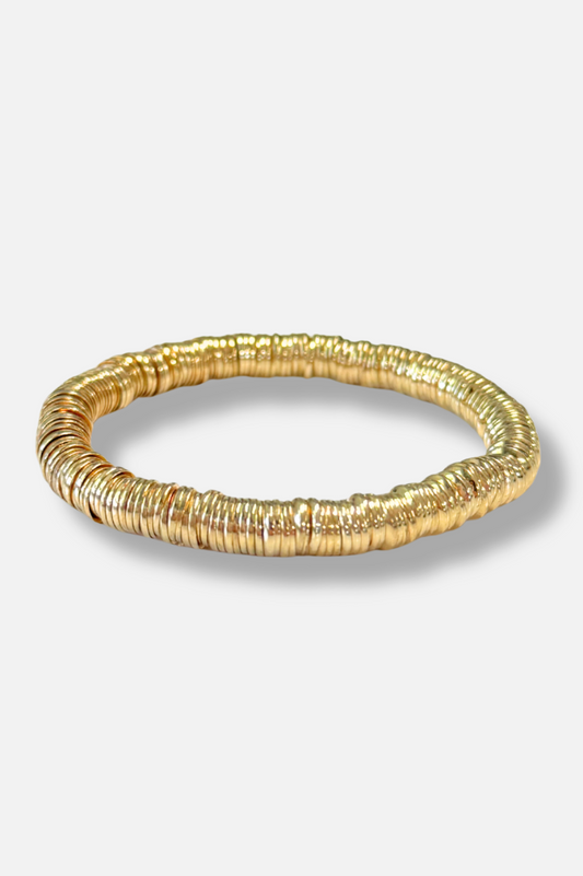 Metal Disc Stretch Bracelet - Gold
